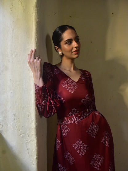 Mohna Modal Cuffed Dress with Belt