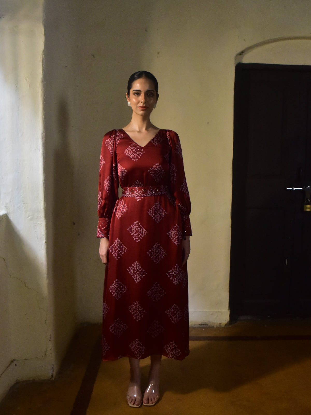 Mohna Modal Cuffed Dress with Belt