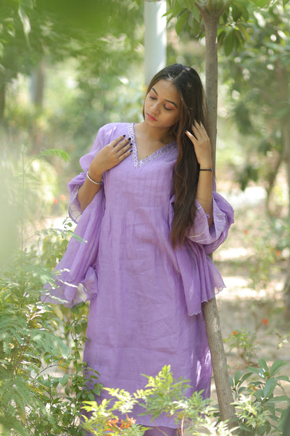 Lavender Mist Pure Silk Mul Chanderi 3-Piece