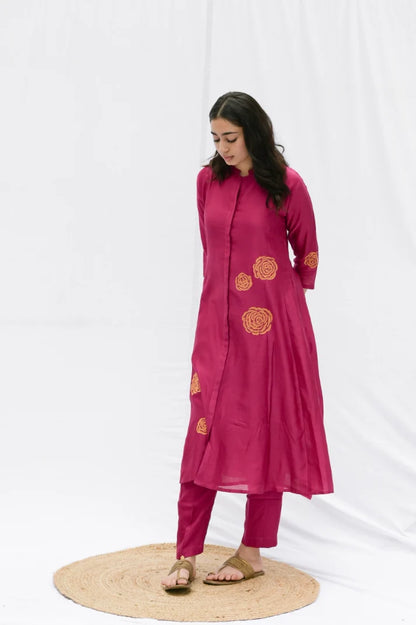 Pink rose kurta , pant and dupatta 3pc