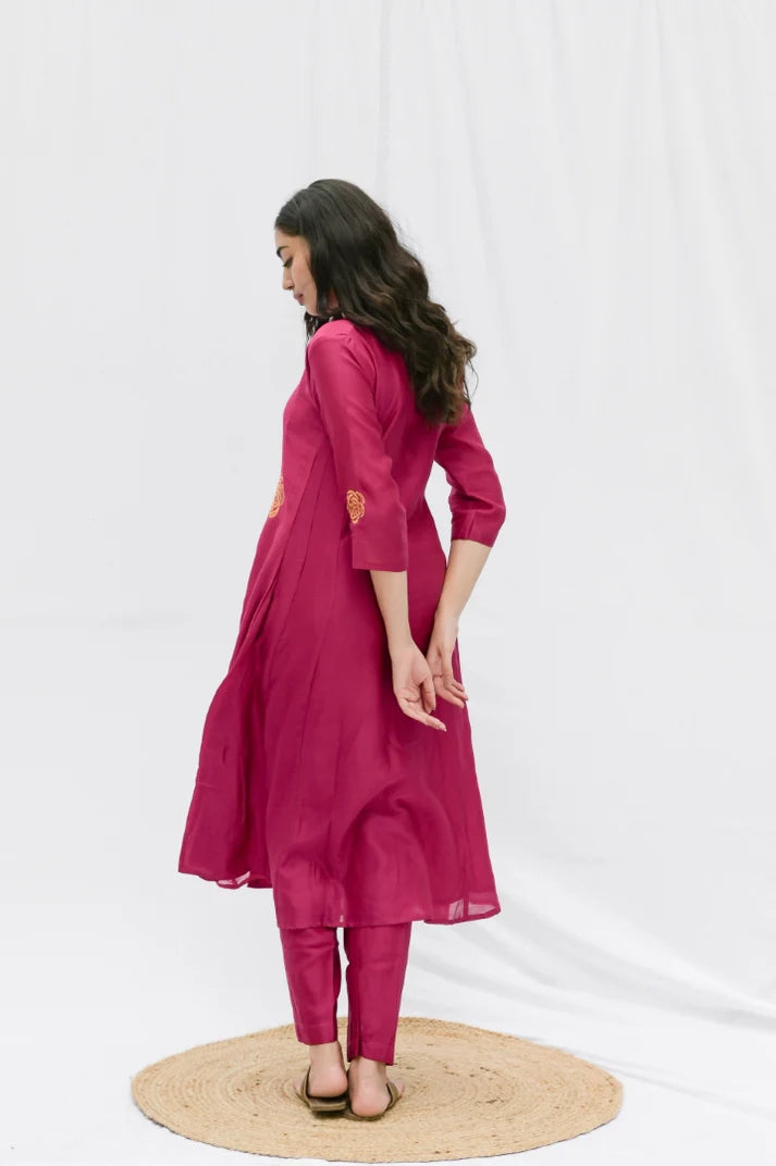 Pink rose kurta , pant and dupatta 3pc