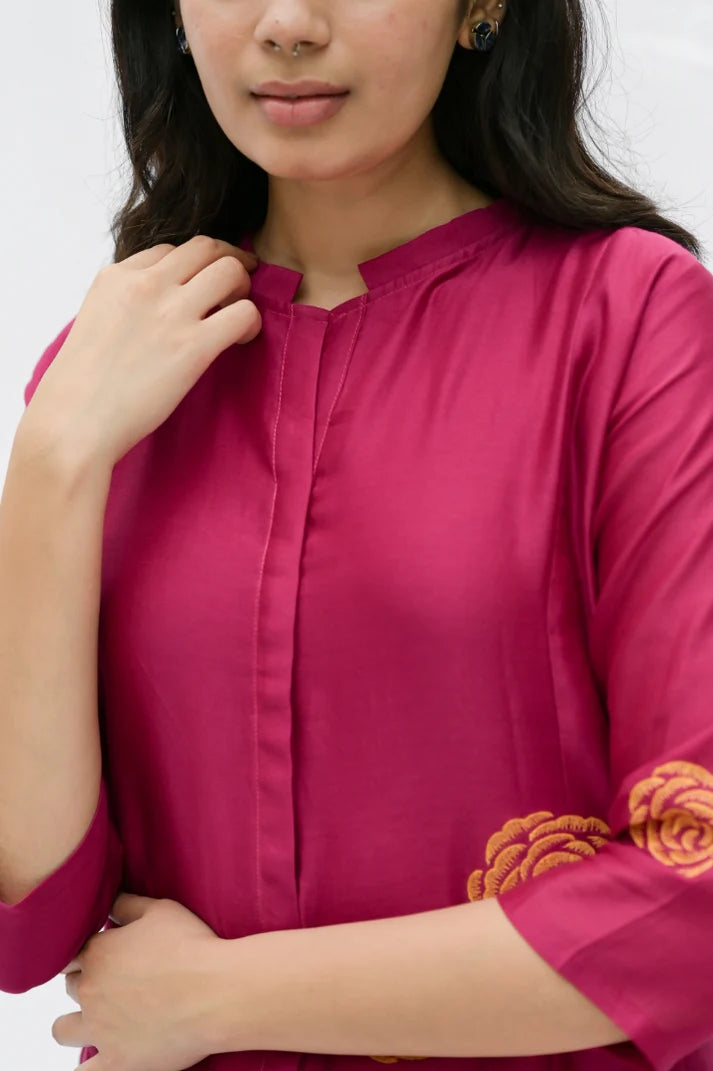 Pink rose kurta , pant and dupatta 3pc