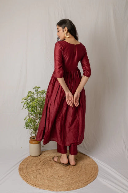 Maroon rose kurta and dupatta 2pc