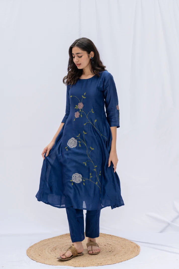 Blue rose kurta , pant and dupatta 3pc