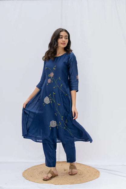 Blue rose kurta , pant and dupatta 3pc