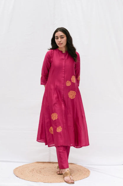 Pink rose kurta , pant and dupatta 3pc