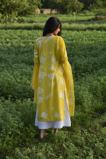 Nuha Kurta Set - Yellow Printed Kurta Set