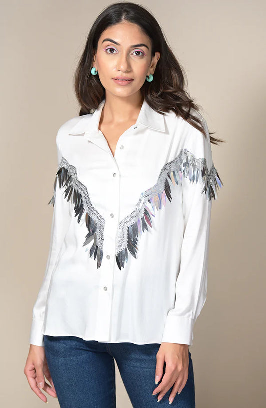 White Fringe Shirt