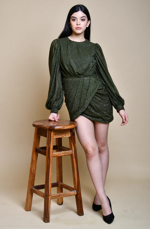 Olive Drape Dress