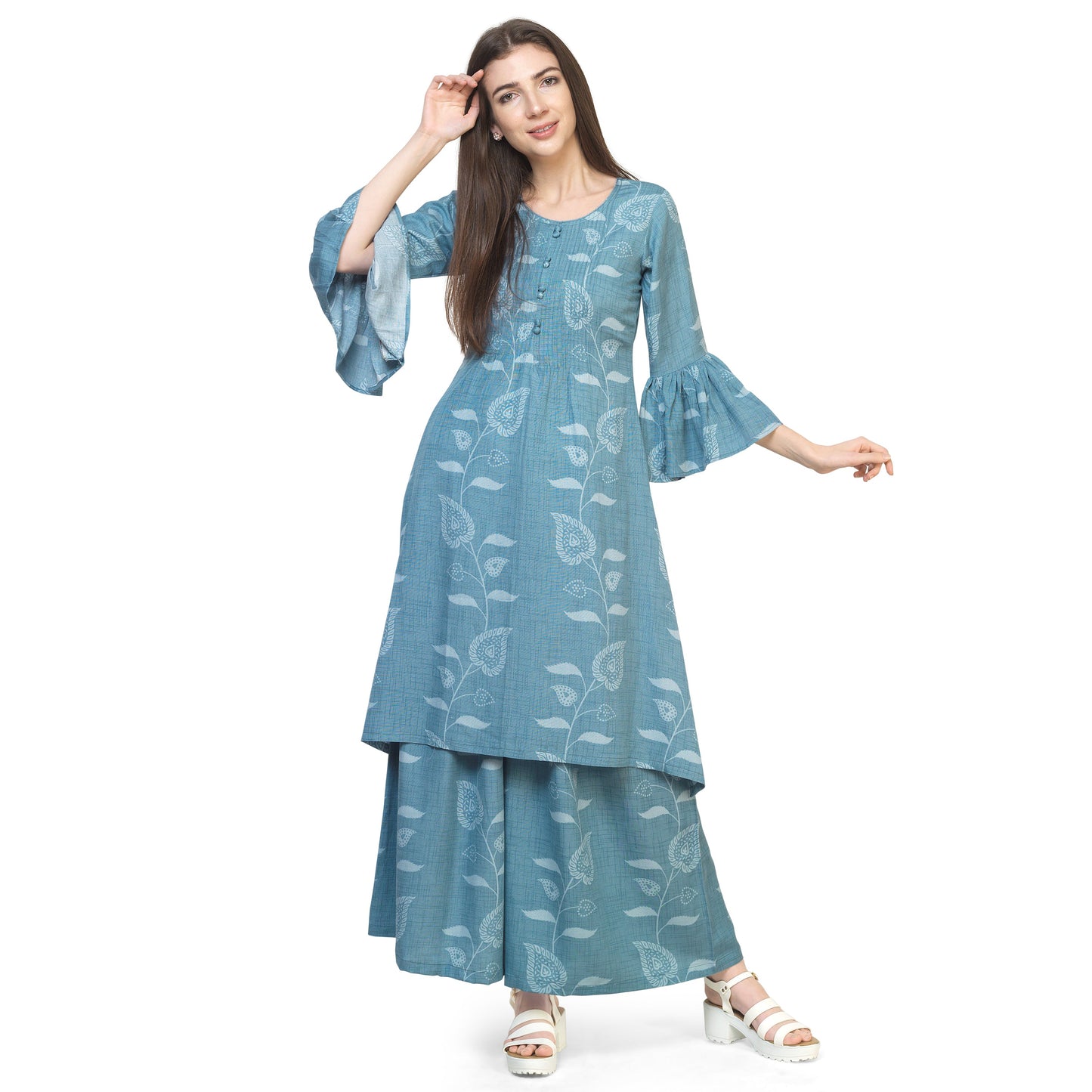 FLORAL PIPED KURTA