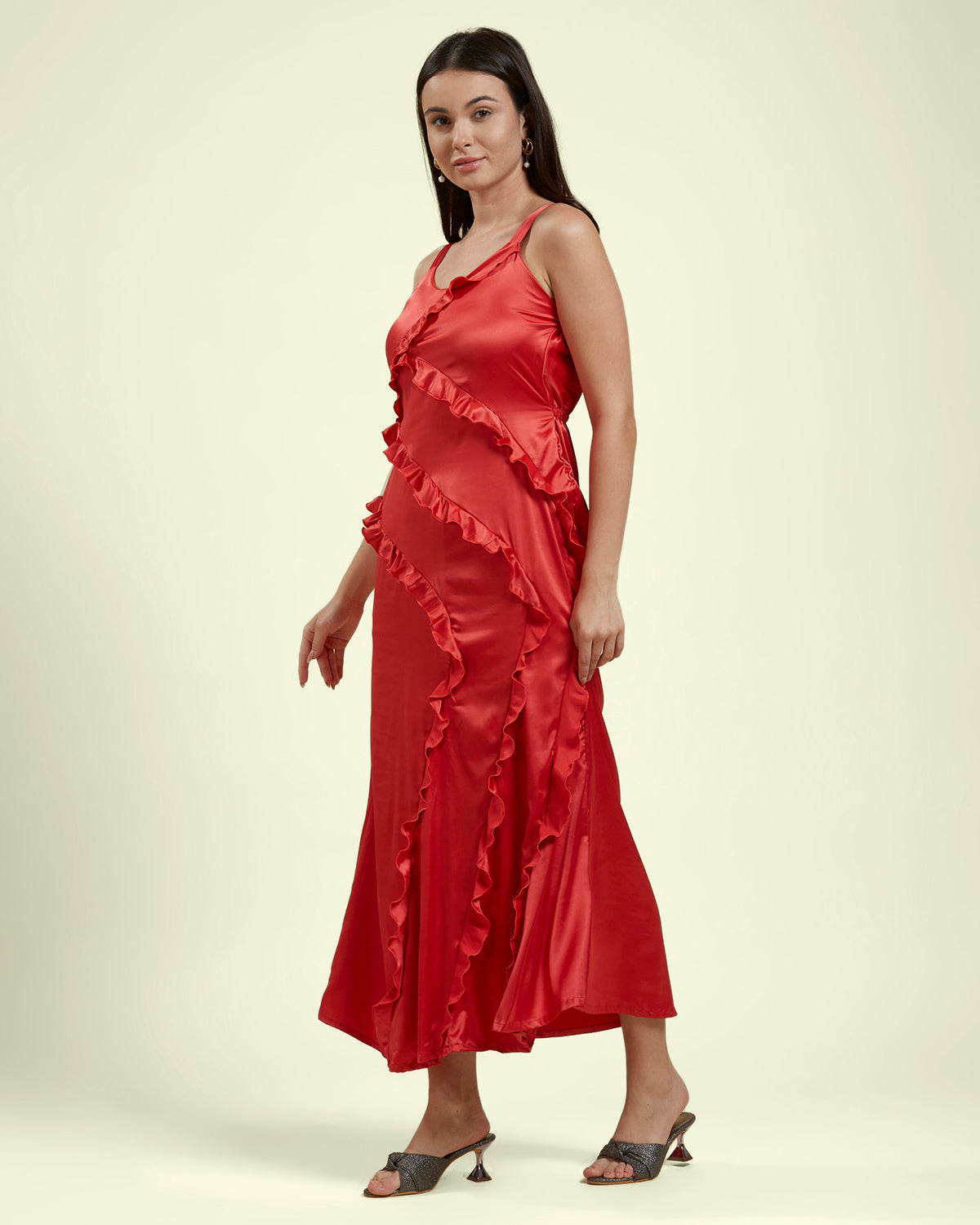 Red Ruffled Maxi Dress