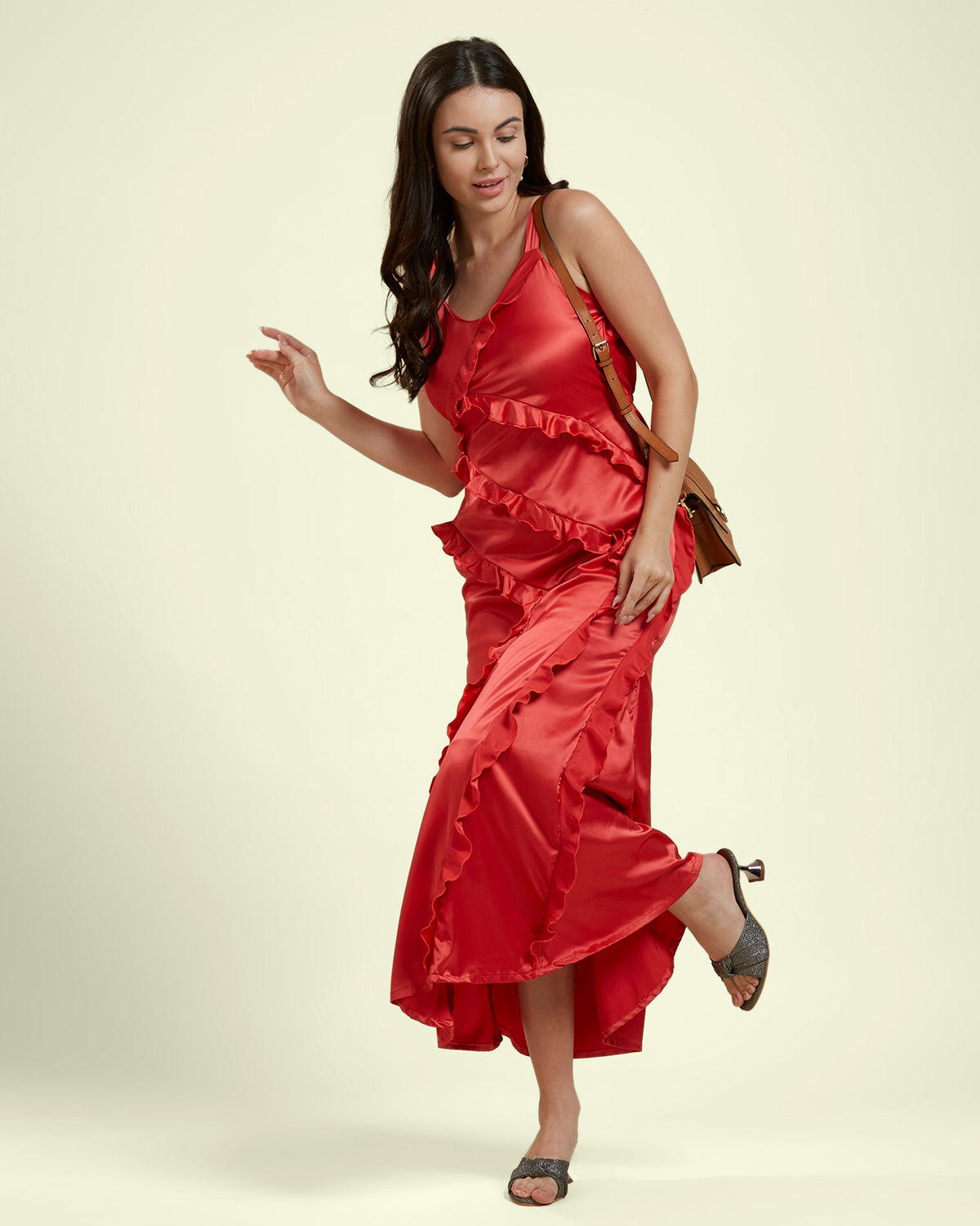 Red Ruffled Maxi Dress