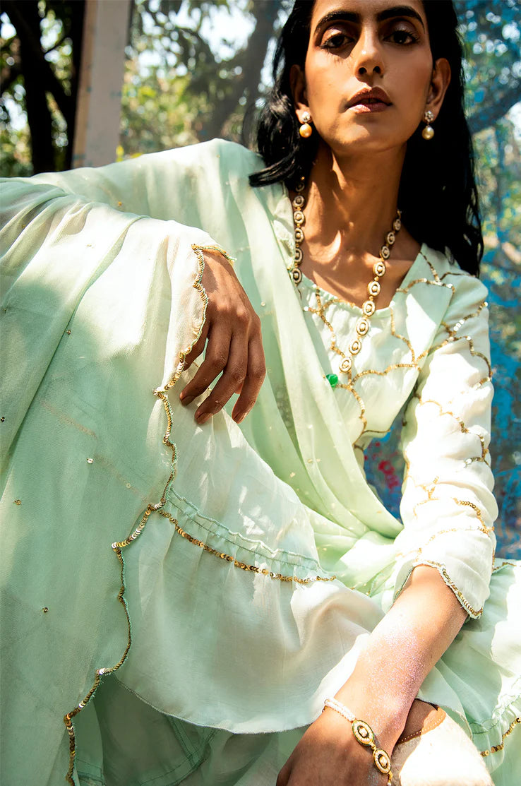 Samyuta Sequin Kurta Sharara With Dupatta - Set Of 3