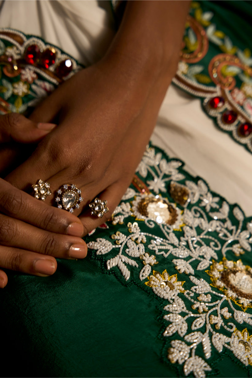 Emerald Whispers Ensemble shrug and skirt set