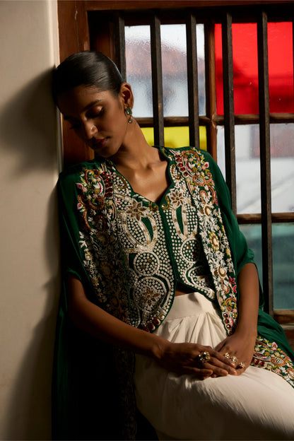 Emerald Whispers Ensemble shrug and skirt set