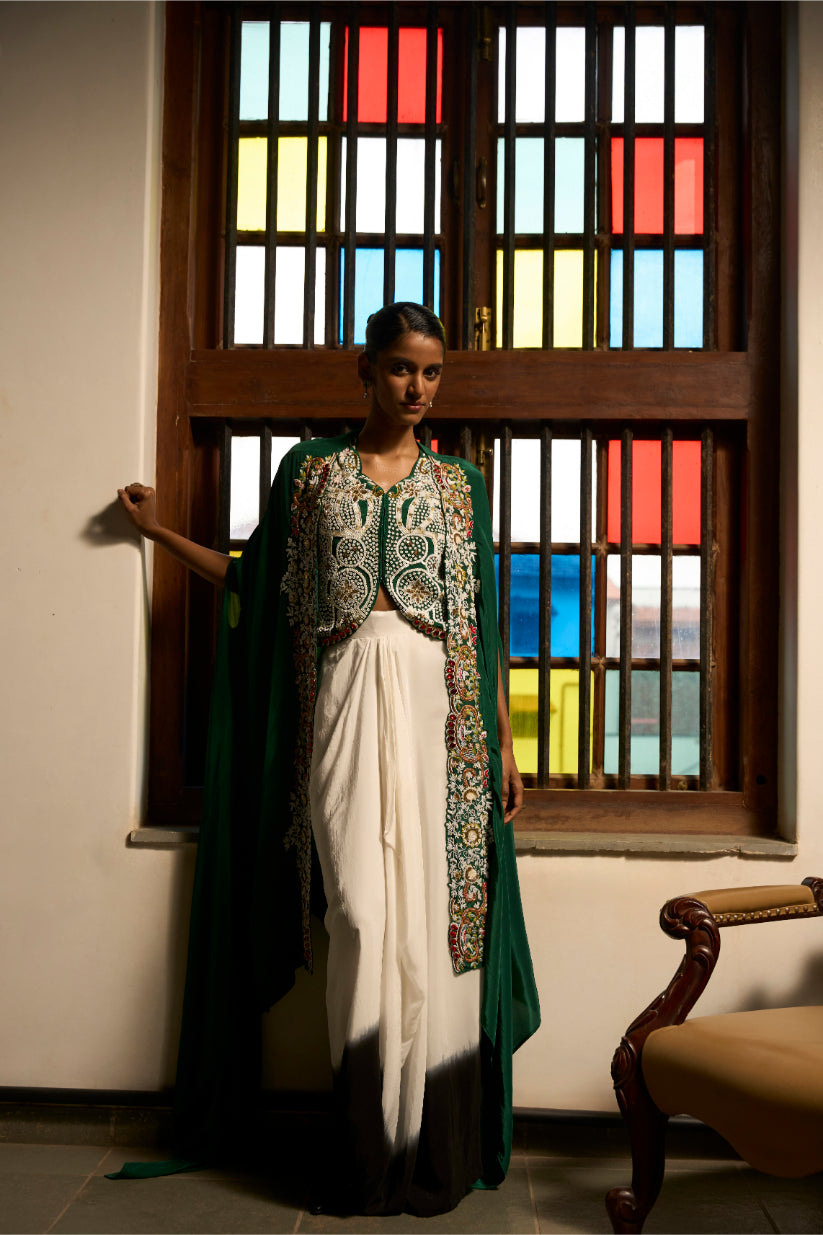 Emerald Whispers Ensemble shrug and skirt set