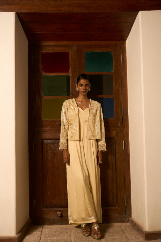 Ivory Golden Poise Jumpsuit with jacket