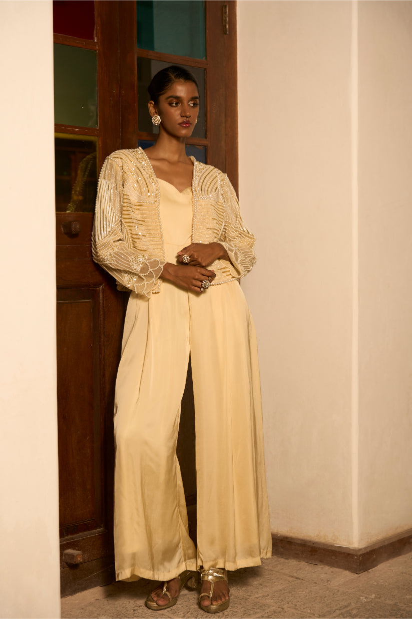 Ivory Golden Poise Jumpsuit with jacket