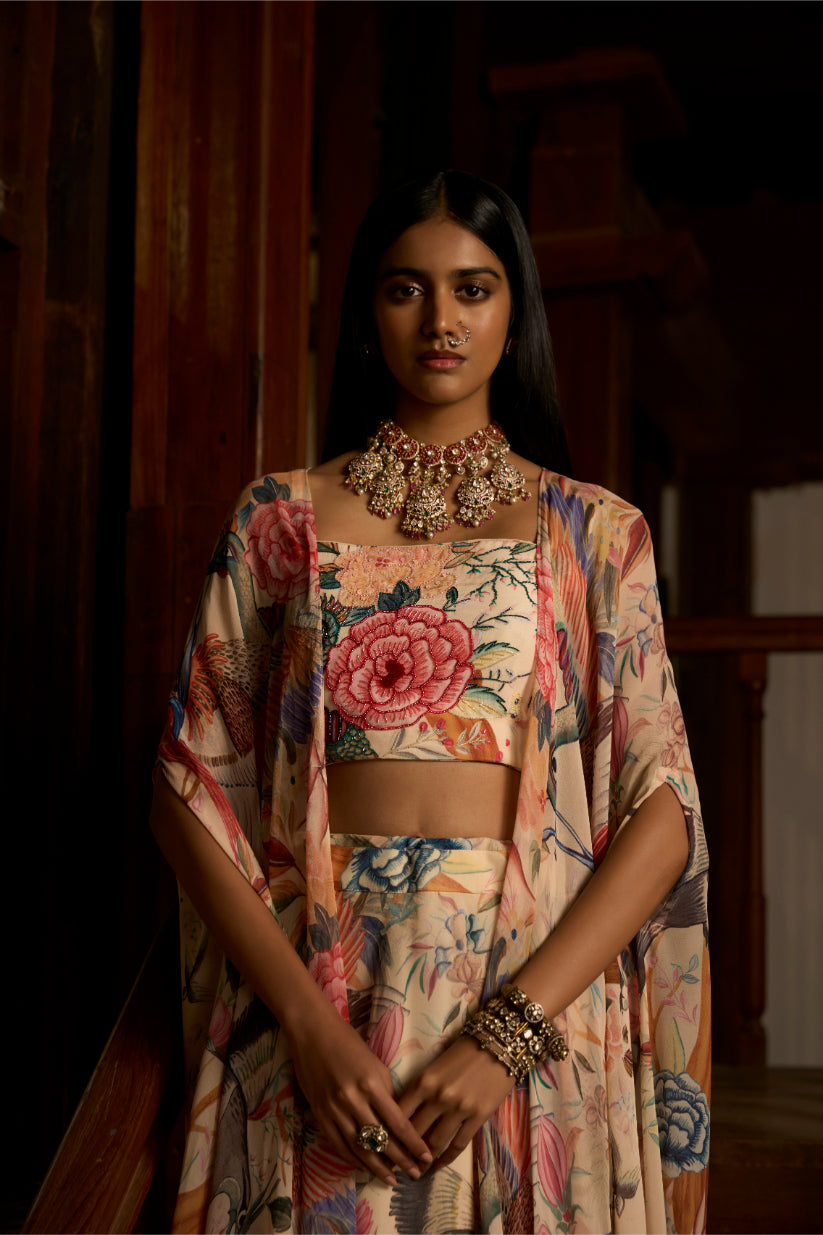 Dior Symphony – Handwork Blouse with Skirt and Flowing Shrug