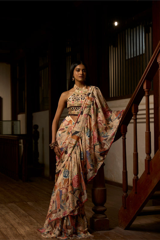 Dior Wilderness – Nature-Inspired Ruffle Saree Set