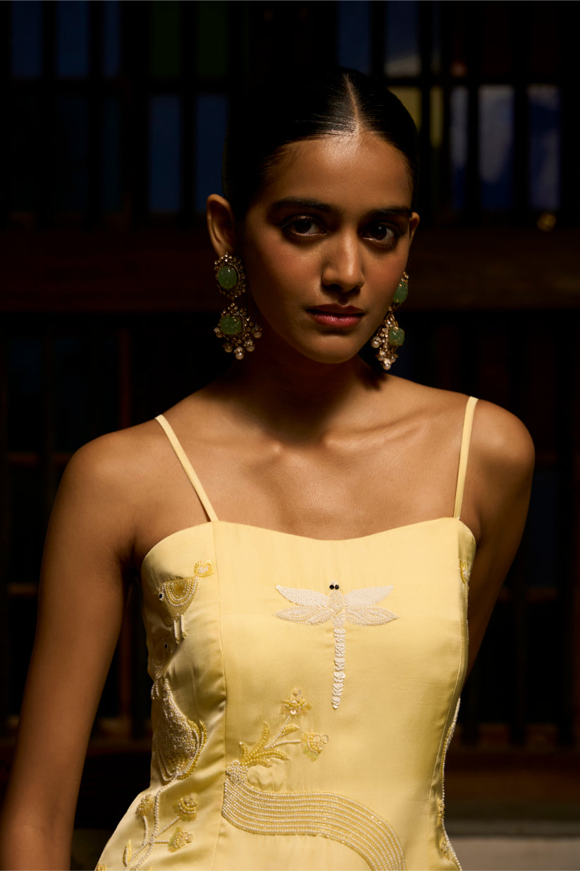 Lemon Glow Peplum Ensemble Co-ord set