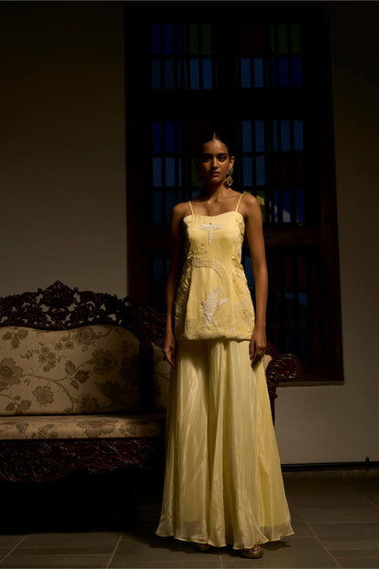 Lemon Glow Peplum Ensemble Co-ord set