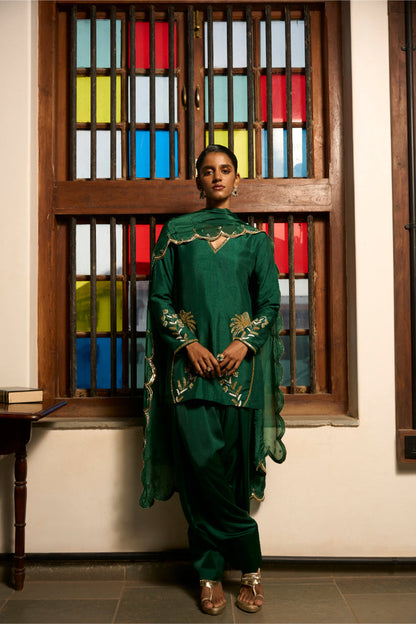 Green Golden Meadow Kurta Set