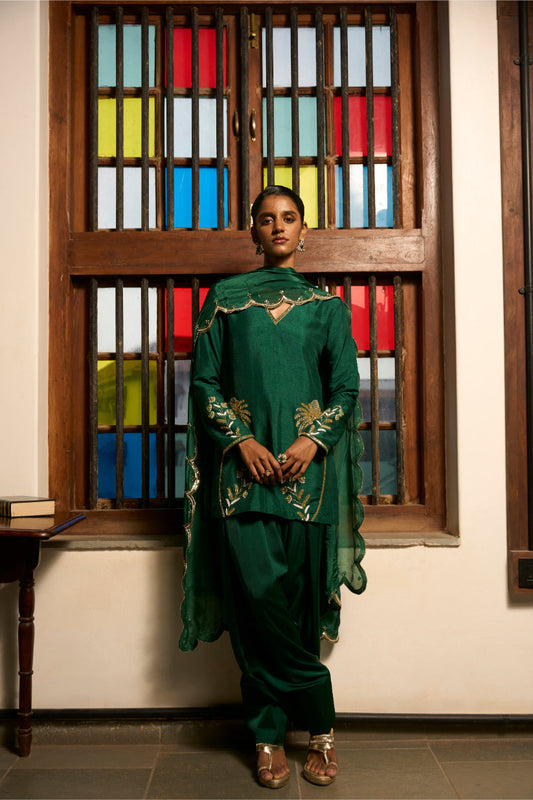 Green Golden Meadow Kurta Set