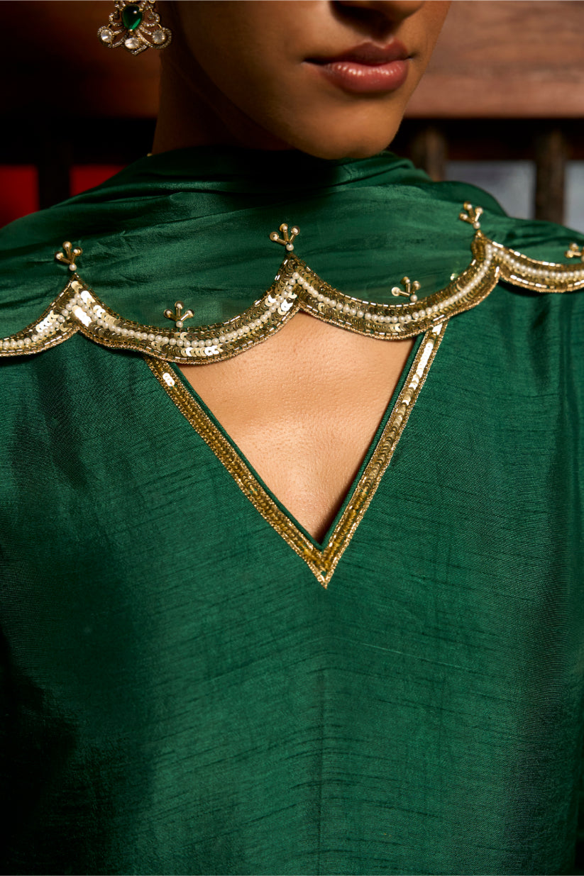 Green Golden Meadow Kurta Set