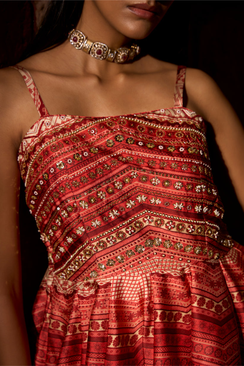 Scarlet Peplum top with flared bottom Elegance