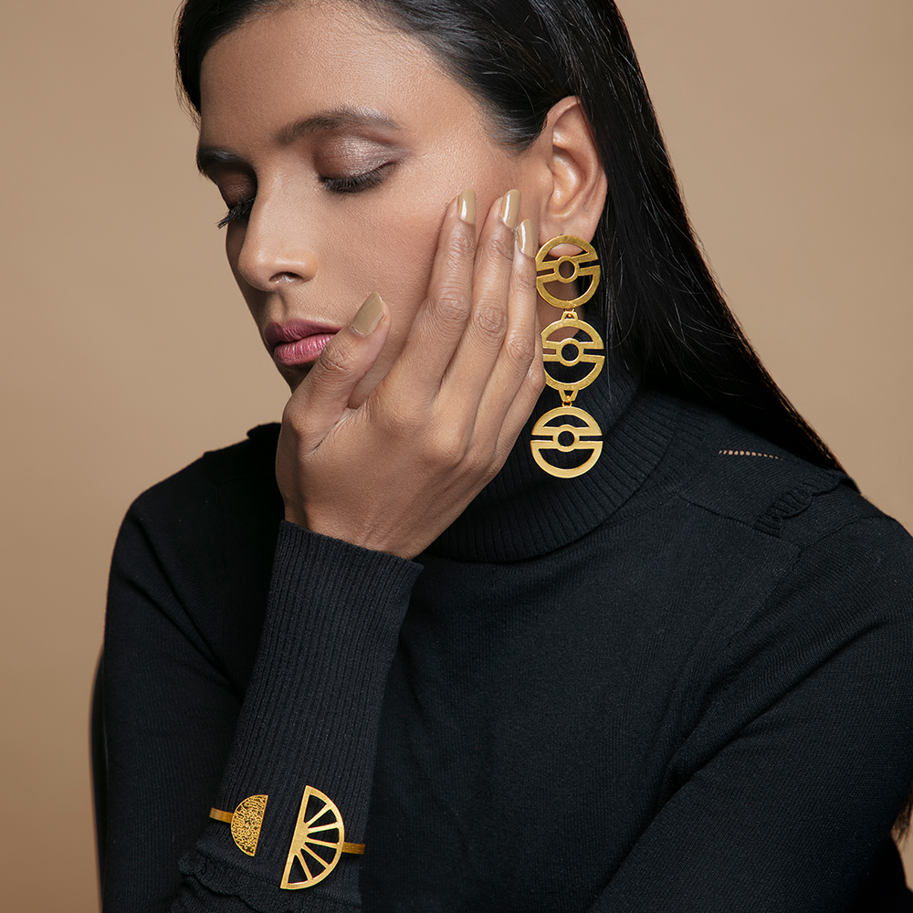 Semicircle & Triangle Earring