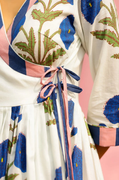 Phagun Blue Poppy Angrakha Kurta Pant Set