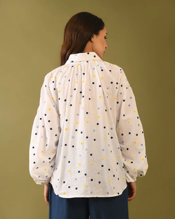 Cotton Dotted Embroidered Top