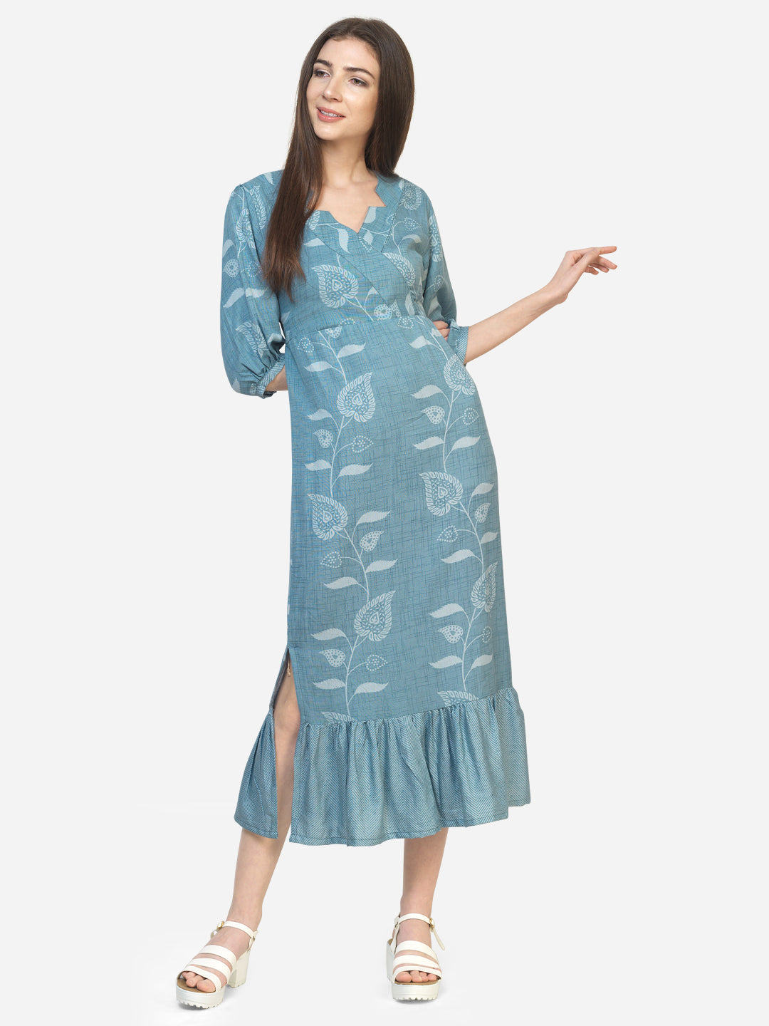 TRIANGLE COLLARED MAXI DRESS