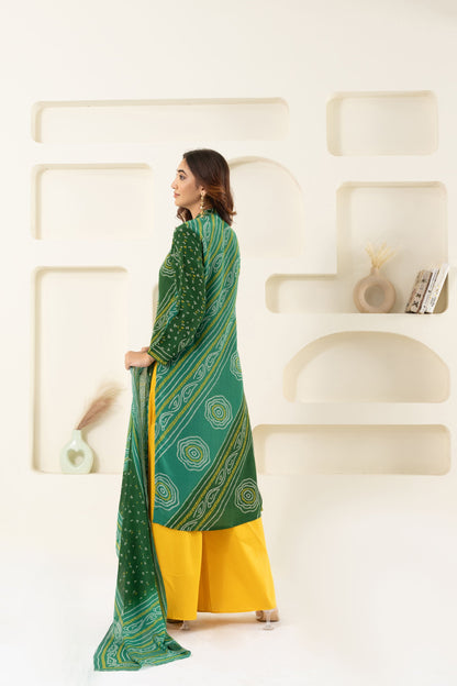 GREEN BANDHANI KURTA SET