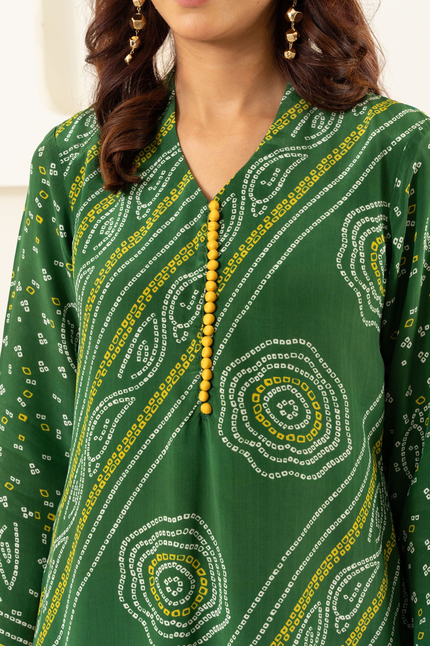 GREEN BANDHANI KURTA SET