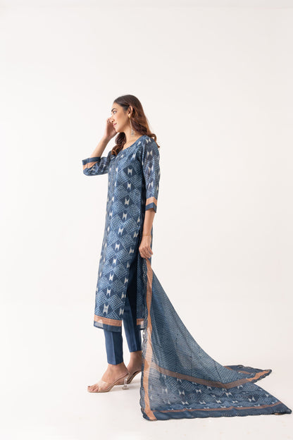 INDIGO EMBROIDERED KURTA SET