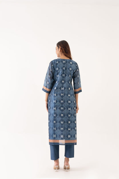 INDIGO EMBROIDERED KURTA SET