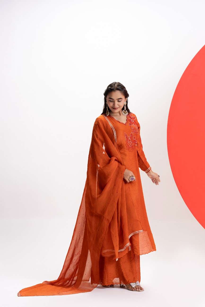 ORANGE STRAIGHT KURTA SET