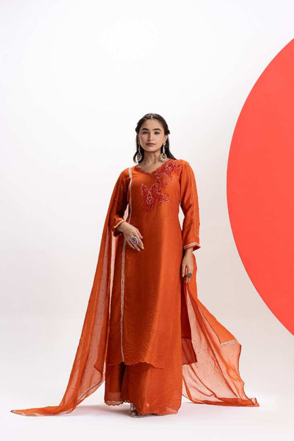 ORANGE STRAIGHT KURTA SET