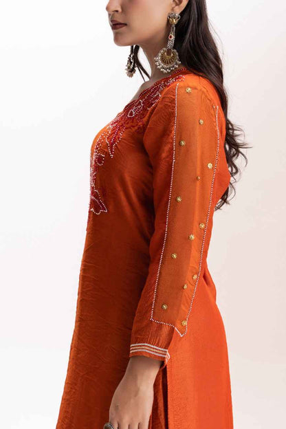 ORANGE STRAIGHT KURTA SET