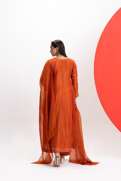 ORANGE YOKE KALI  KURTA SET