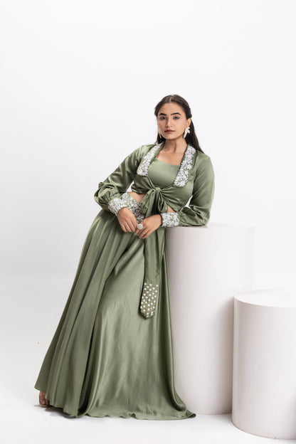 GREEN EMBELLISHED 3 PIECES SET