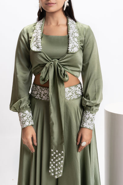 GREEN EMBELLISHED 3 PIECES SET