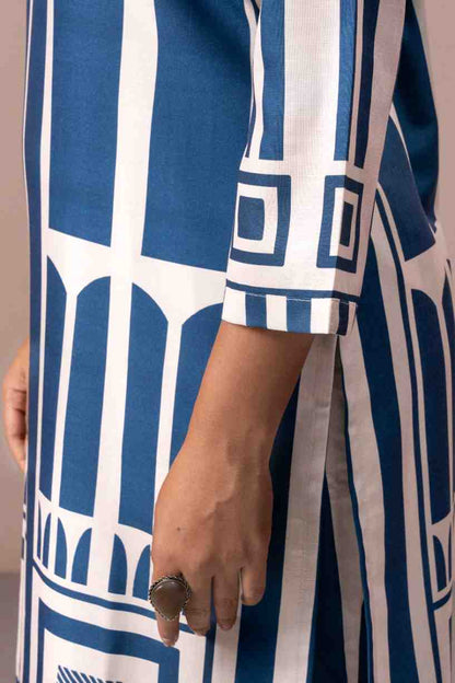 BLUE WOMEN PRINTED KURTA SET