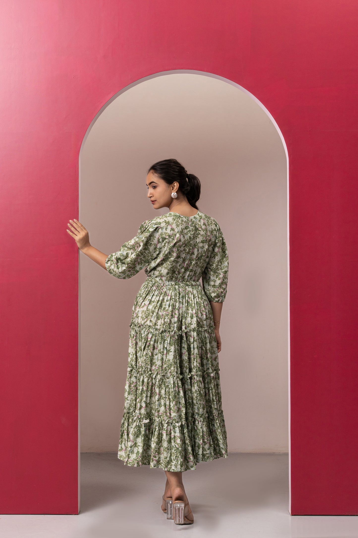 GREEN RAYON GYPSY DRESS