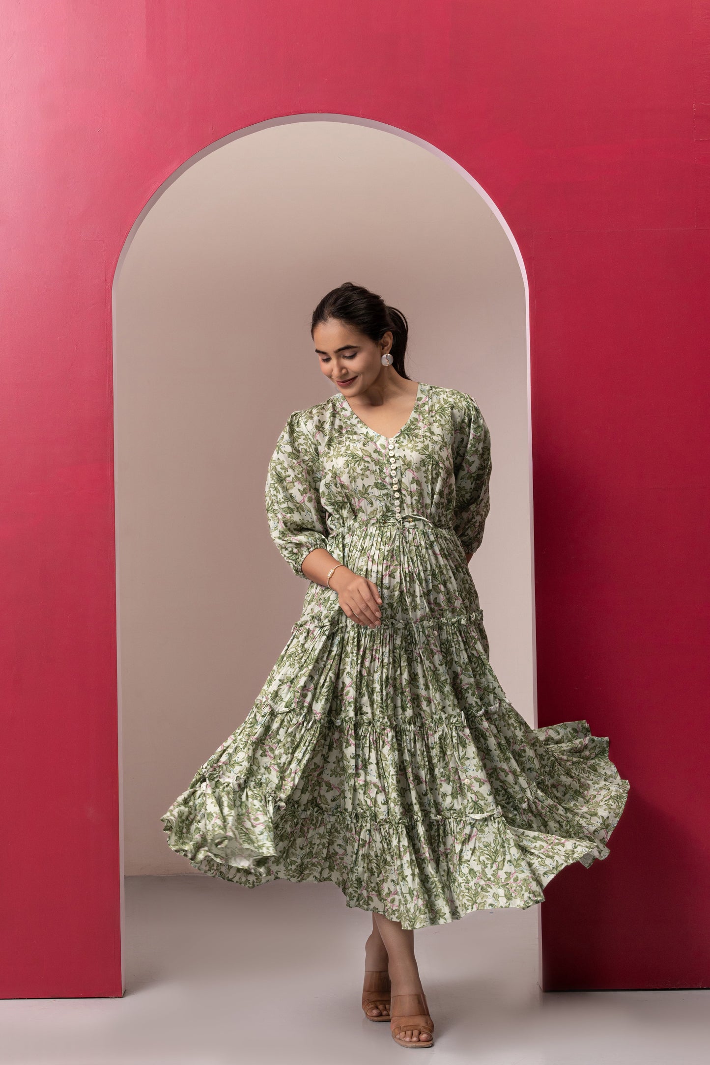 GREEN RAYON GYPSY DRESS