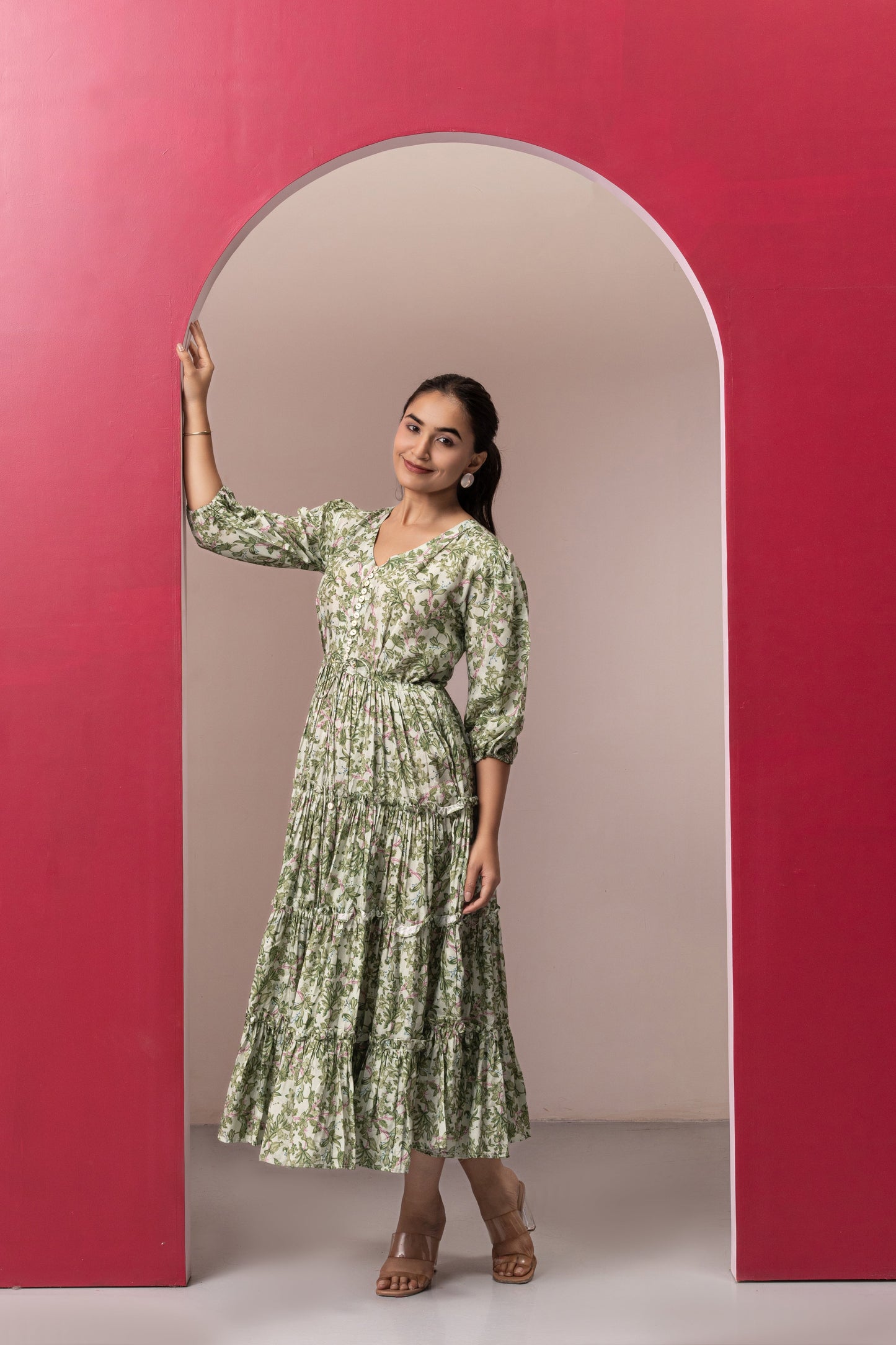 GREEN RAYON GYPSY DRESS