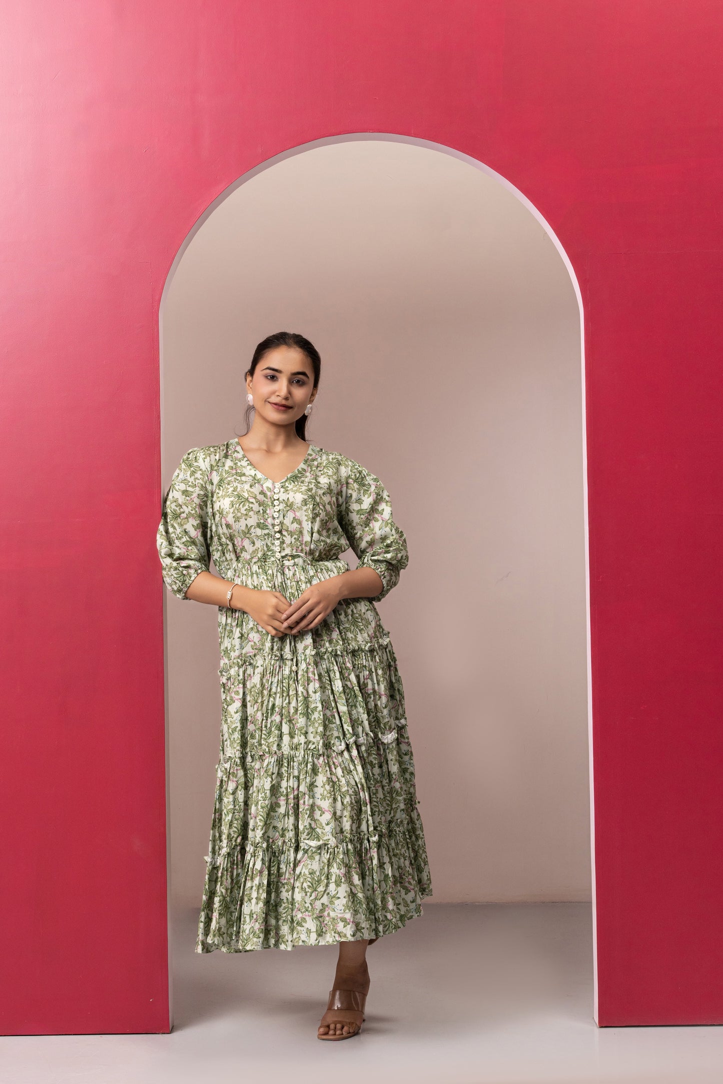 GREEN RAYON GYPSY DRESS