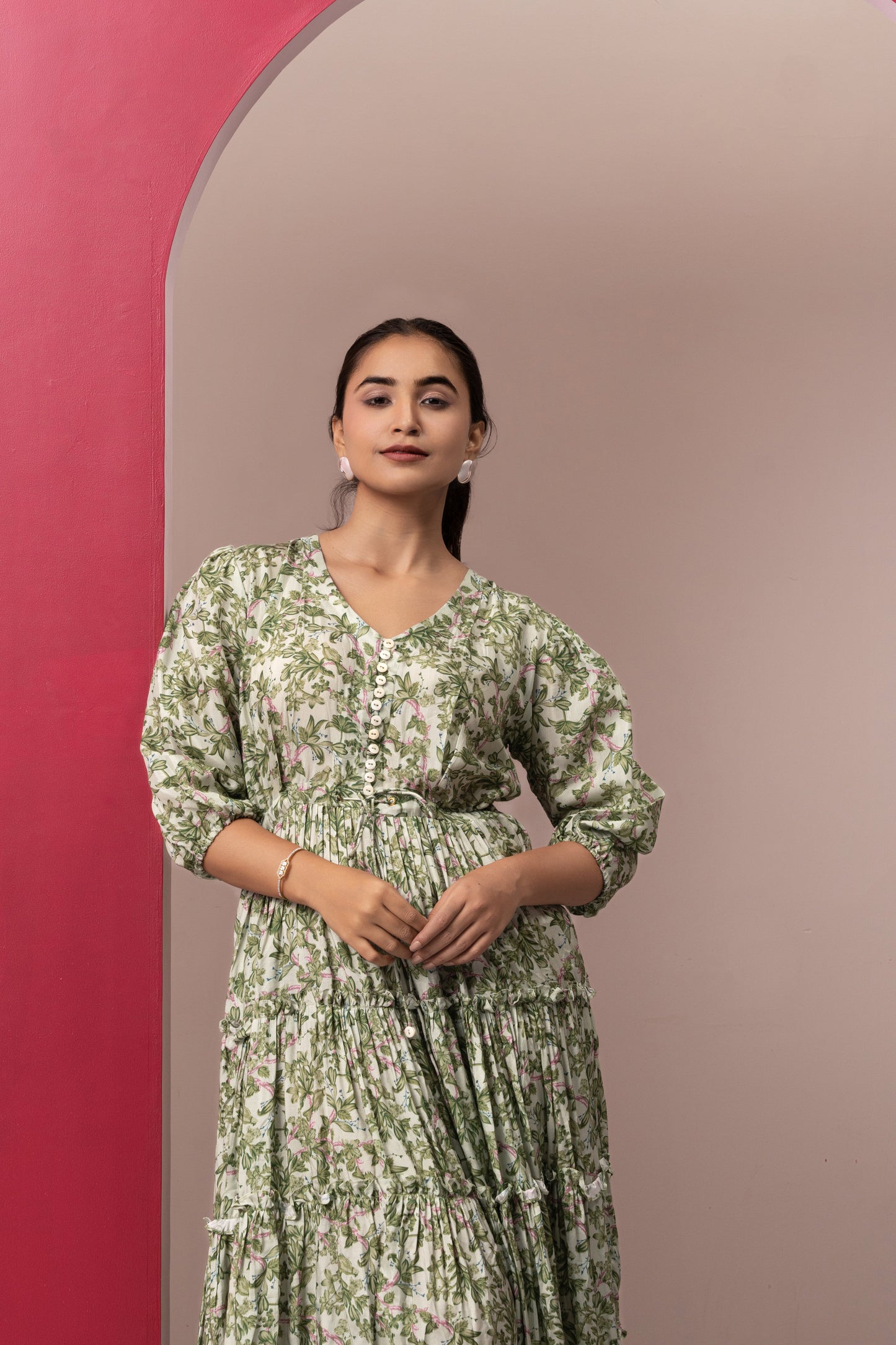 GREEN RAYON GYPSY DRESS